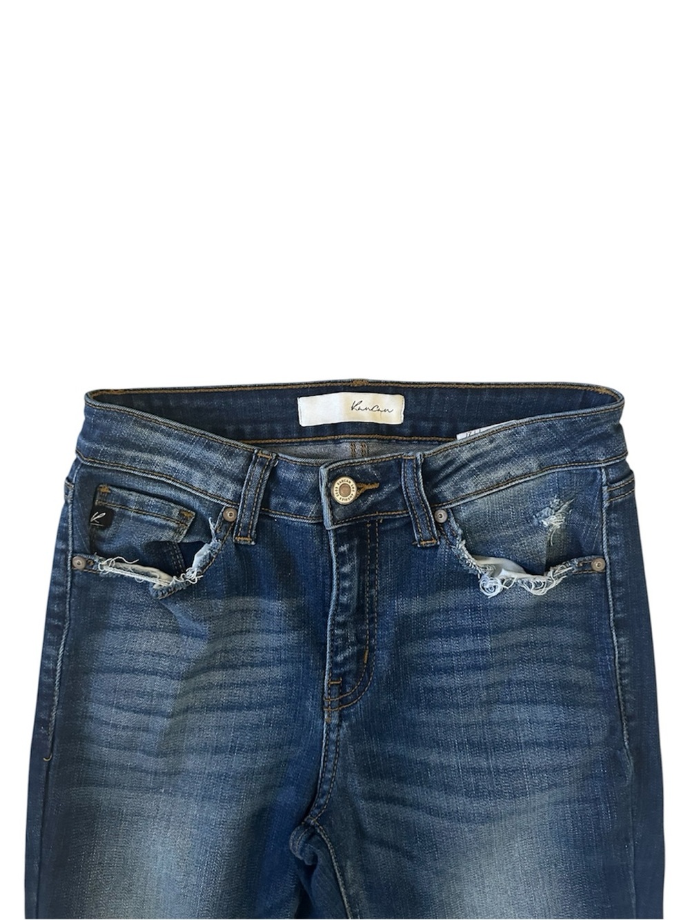 Kancan Distressed Skinny Jeans Size 7/27 Dark Wash Raw Hem